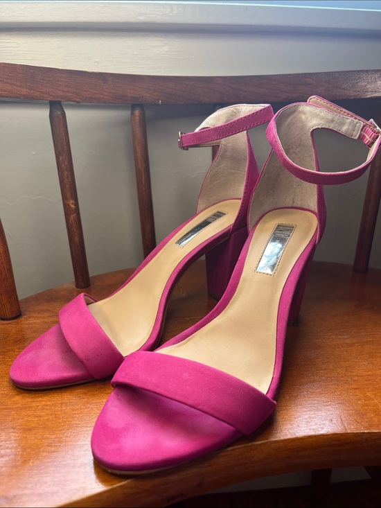 INC International Concepts Shoes - INC Fuchsia Block Heel Ankle Strap Sandals Square Toe Size 6.5